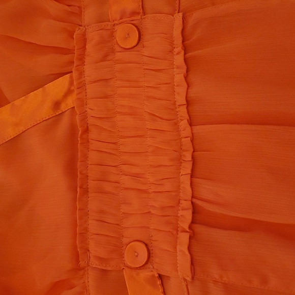 Lane Bryant Plus Size Cadium Orange Empire Waist Satin Trim Detail Top - Picture 5 of 9